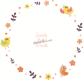 圆形花框矢量图